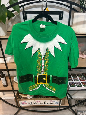 Women's DEC.25th Green Elf Costume Short Sleeve Tee L